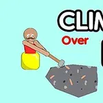 Kürekle kaya üzerinde duran sarı kap içindeki figür ve Climb Over It yazısı