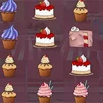 Coco in Cakeland Çeşitli kapkek ve pasta dilimleri bulunan bir arka plan