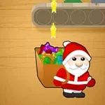 Noel Baba kıyafeti giymiş sevimli bir karakter, hediyelerle dolu bir çantanın yanında duruyor