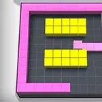 Pembe ve sarı renklerde bloklardan oluşan kare şekilli bulmaca düzeni