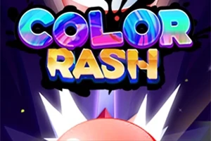 Renkli ve parlak harflerle yazılmış COLOR RASH metninin altında, ışık patlamalarıyla çevrili yuvarlak bir nesne