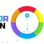 Renkli çember ve COLOR SPIN yazısı, beyaz arka plan üzerinde gösterilmektedir