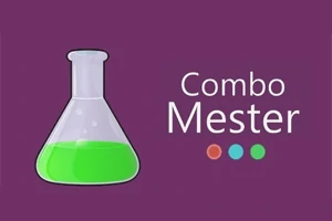 Mor arka plan üzerinde yeşil sıvıyla dolu cam şişe ve yanında Combo Mester yazısı