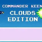 Mavi arka plan üzerinde, sol tarafta lazer tabancası tutan piksel karakter ve sağ tarafta Clouds Edition yazısı ile yıldız simgesi