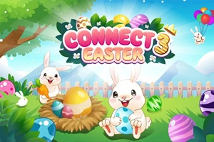 Renkli yumurtalarla dolu Paskalya temalı Connect 3 bulmacasının keyfini çıkar