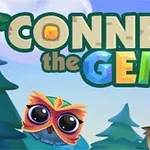 Büyük gözlü iki çizgi film baykuşu ve Connect the Gems yazısı olan renkli bir arka plan