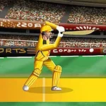 Sarı formasıyla elinde sopası olan bir sporcu, yeşil bir sahada topa vurmak üzere duruyor