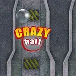 Gri bir zemin üzerinde, ortada büyük kırmızı ve sarı harflerle Crazy Ball yazısı yer alıyor, üzerinde metalik bir top bulunuyor