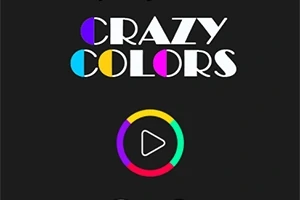 Siyah bir arka plan üzerinde renkli harflerle CRAZY COLORS ve ortasında renkli bir çember içinde bir oynat düğmesi