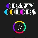 Siyah bir arka plan üzerinde renkli harflerle CRAZY COLORS ve ortasında renkli bir çember içinde bir oynat düğmesi