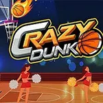 Basketbol sahasında üç amigo kız ve çemberden geçmekte olan bir basketbol topu ile Crazy Dunk yazısı
