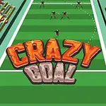 Yeşil bir futbol sahası üzerinde Crazy Goal yazısı ve her iki yanda tribünler