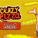 Renkli bir arka plan önünde mutfak şapkası takan neşeli bir aşçı, çeşitli pizzalar ve Start butonu ile görülüyor