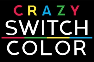Siyah bir arka plan üzerinde CRAZY SWITCH COLOR yazısı, CRAZY kelimesindeki harfler farklı renklerde