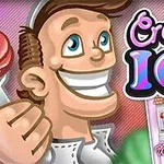 Dondurma külahı tutan mutlu bir adam çizimi ve yanında Creamy Ice yazısı