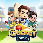 Üç çizgi karakteri bir stadyumda, ortadaki karakter kriket sopası tutuyor, altta Cricket Legends yazısı bulunuyor