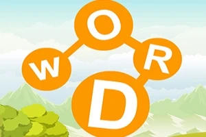 Turuncu daireler içinde WORD harflerinin birleşimi ve arka planda dağ manzarası