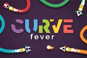 Renkli kıvrımlı çizgiler ve Curve Fever metni içeren grafik bir tasarım