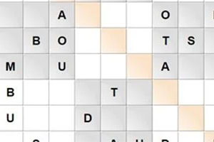 Beyaz ve gri karelerden oluşan bir bulmaca, bazı karelerde A, B, O, T, S, M ve D harfleri bulunuyor