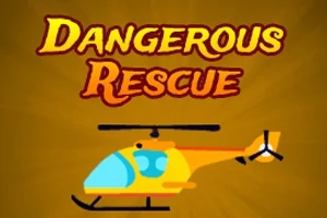 Kahverengi bir arka plan üzerinde, sarı bir helikopter ve üst kısmında Dangerous Rescue yazısı