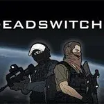 Deadswitch 3 İki silahlı karakter, karanlık bir arka plan önünde duruyor ve üst kısmında büyük beyaz ve sarı harflerle DEADSWITCH 3 yazıyor