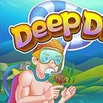 Okyanus dibinde tüplü dalgıç figürü ve Deep Dive yazısı