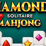 Diamond Solitaire Mahjong yazısı ve renkli taşlarla süslenmiş beyaz bloklar