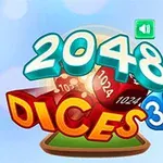 2048, Dices ve 3D yazıları ile birlikte üst üste duran kırmızı zarlar