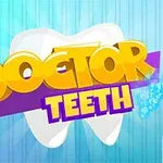 Büyük bir dişin önünde yer alan, renkli ve kalın yazı tipiyle Doctor Teeth metninin yazılı olduğu resim, diş macunu ve diş fırçası görselleriyle tamamlanıyor