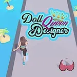 Bir kadın karakter uzun bir pistte yürürken etrafındaki adacıklar üzerinde palmiyeler bulunuyor ve üstte Doll Queen Designer metni yer alıyor