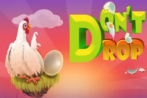 Tavuk ve yumurtanın yanında Dont Drop yazısı ile renkli arka plan