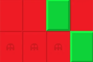 Kırmızı zemin üzerinde yeşil karelerin bulunduğu basit bir grafik tasarım