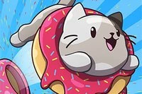 Yayları yerleştir ve komik donut kedilerin sıcak hediye kutusuna girmesine