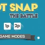Mavi arka planda Dot Snap The Battle yazısı, 1p ve 2p butonları ve altında Game Modes ifadesi bulunan bir görsel