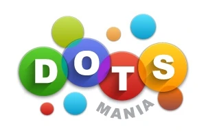 Renkli daireler üzerinde DOTS yazısı ve altında MANIA kelimesi
