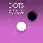 Mor arka plan üzerinde, bir beyaz ve bir siyah daireyle Dots Pong yazısı