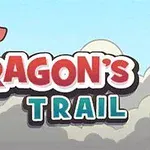 Kale üzerinde duran kırmızı bir ejderha ve Dragons Trail yazısı