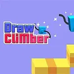 Mavi arka plan üzerinde, basamakları tırmanan mavi bir küp ve yanında Draw Climber yazısı