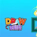 Mavi arka plan üzerinde renkli Draw Knife yazısı ve bir çerçeve içinde numaralı bir yıldız şekli