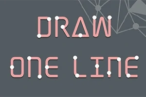 Draw One Line yazısı, beyaz noktalar ve çizgilerle geometrik desenlerin olduğu koyu gri arka plan üzerinde yer alıyor