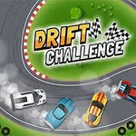 Yarış pistinde drift yapan çeşitli renklerde otomobiller ve büyük Drift Challenge yazısı