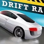 Beyaz spor araba drift yaparken ve arka planda Drift Race yazısı