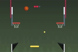 Koyu bir zemine yerleştirilmiş karşılıklı iki pota, havada asılı bir basketbol topu ve bir yıldız ile kalplerin olduğu grafiksel bir arayüz