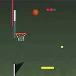 Koyu bir zemine yerleştirilmiş karşılıklı iki pota, havada asılı bir basketbol topu ve bir yıldız ile kalplerin olduğu grafiksel bir arayüz