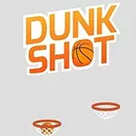 Turuncu ve beyaz renkli Dunk Shot yazısı, basketbol topu simgesi ve iki pota