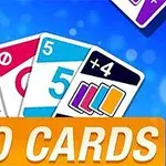 DUO CARDS metni ve çeşitli numara ve semboller içeren kartlar, mavi arka plan üzerinde