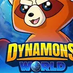 Turuncu maskot karakterin önünde yer aldığı, DYNAMONS WORLD yazılı bir afiş