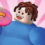 Pembe krema ve renkli şekerlemelerle süslenmiş bir donut tutan, mavi giyinmiş figürin