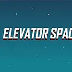 Koyu mavi bir arka plan üzerinde Elevator Space yazısı ve ışıklı bir kule