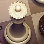 Satranç tahtası üzerinde birbirine yakın duran beyaz ve siyah piyonlar